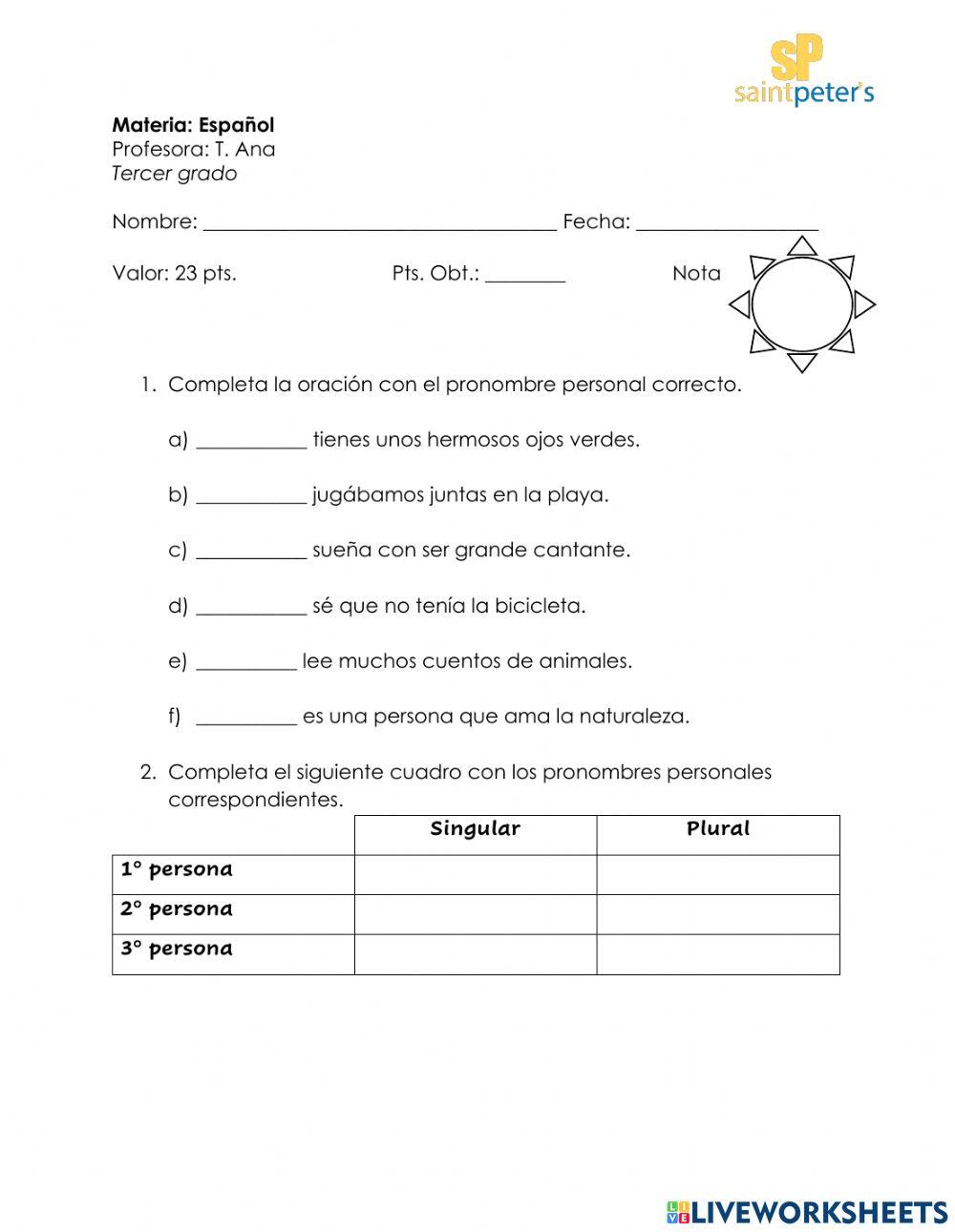 Práctica pronombres