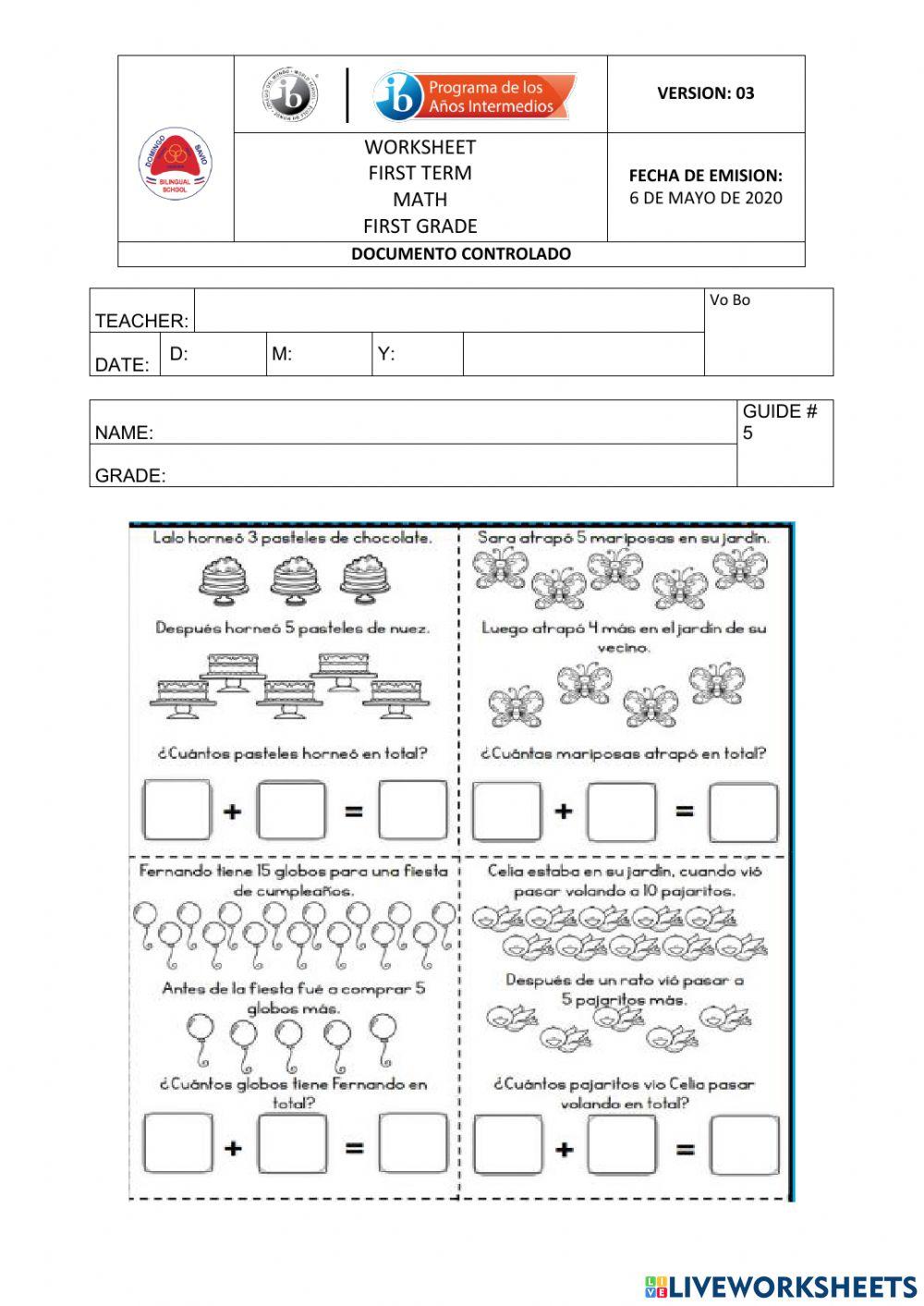Additions and subtractions Live Worksheets