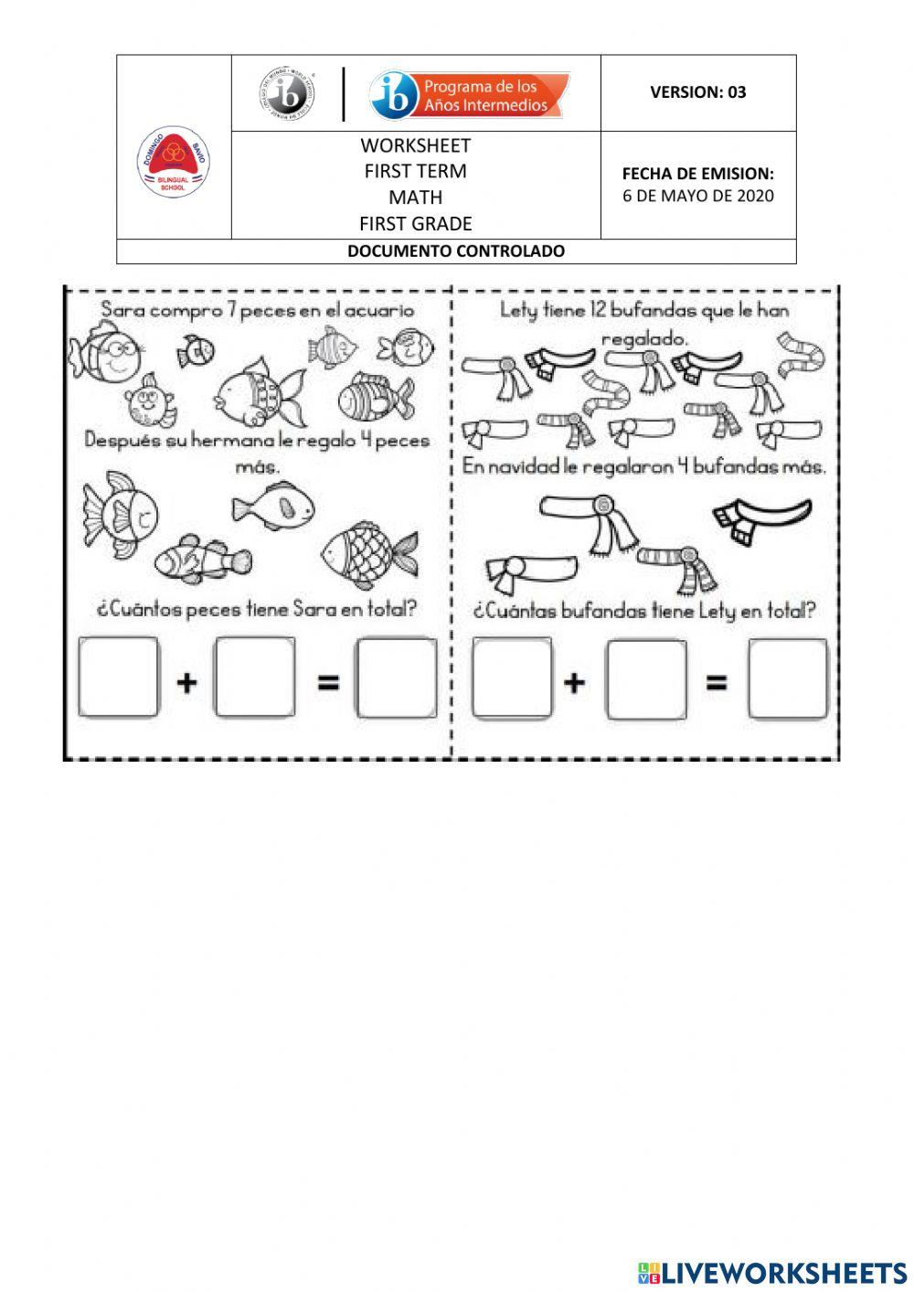 Additions and subtractions Live Worksheets