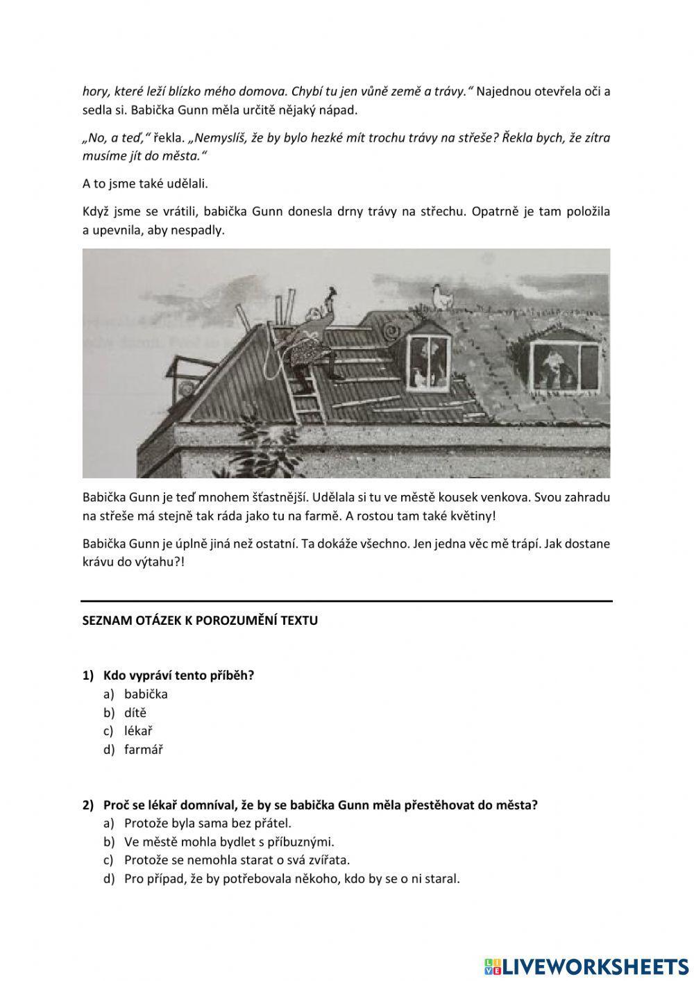 Čtení s porozuměním (PIRLS 2016) - Květiny na střeše.