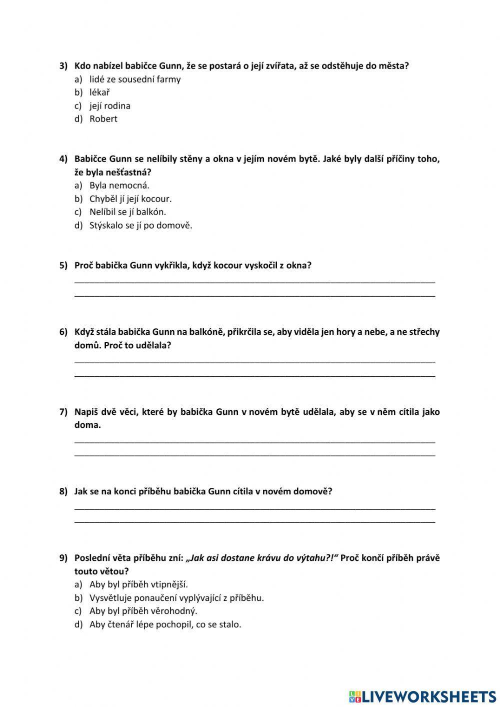 Čtení s porozuměním (PIRLS 2016) - Květiny na střeše.