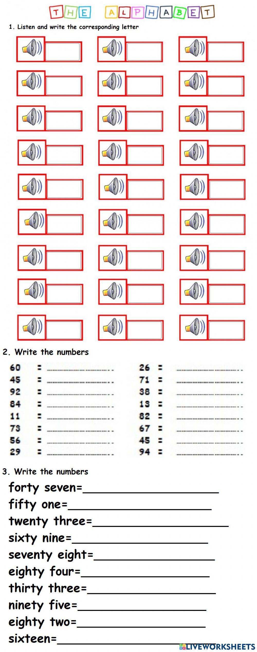Numbers and alphabet