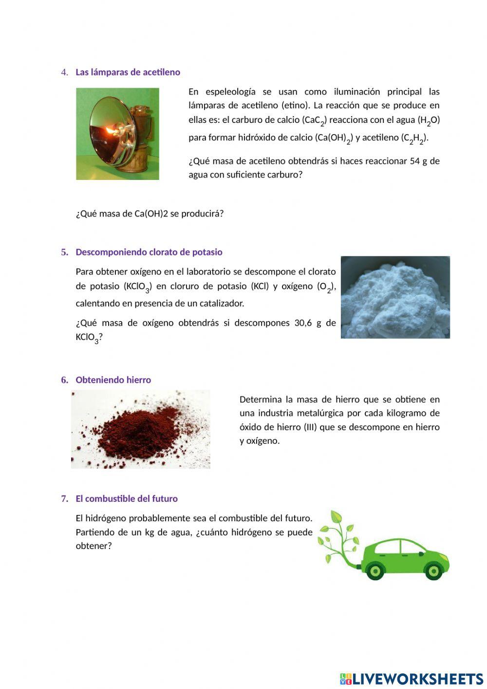 Cálculos en reacciones con moles y masas