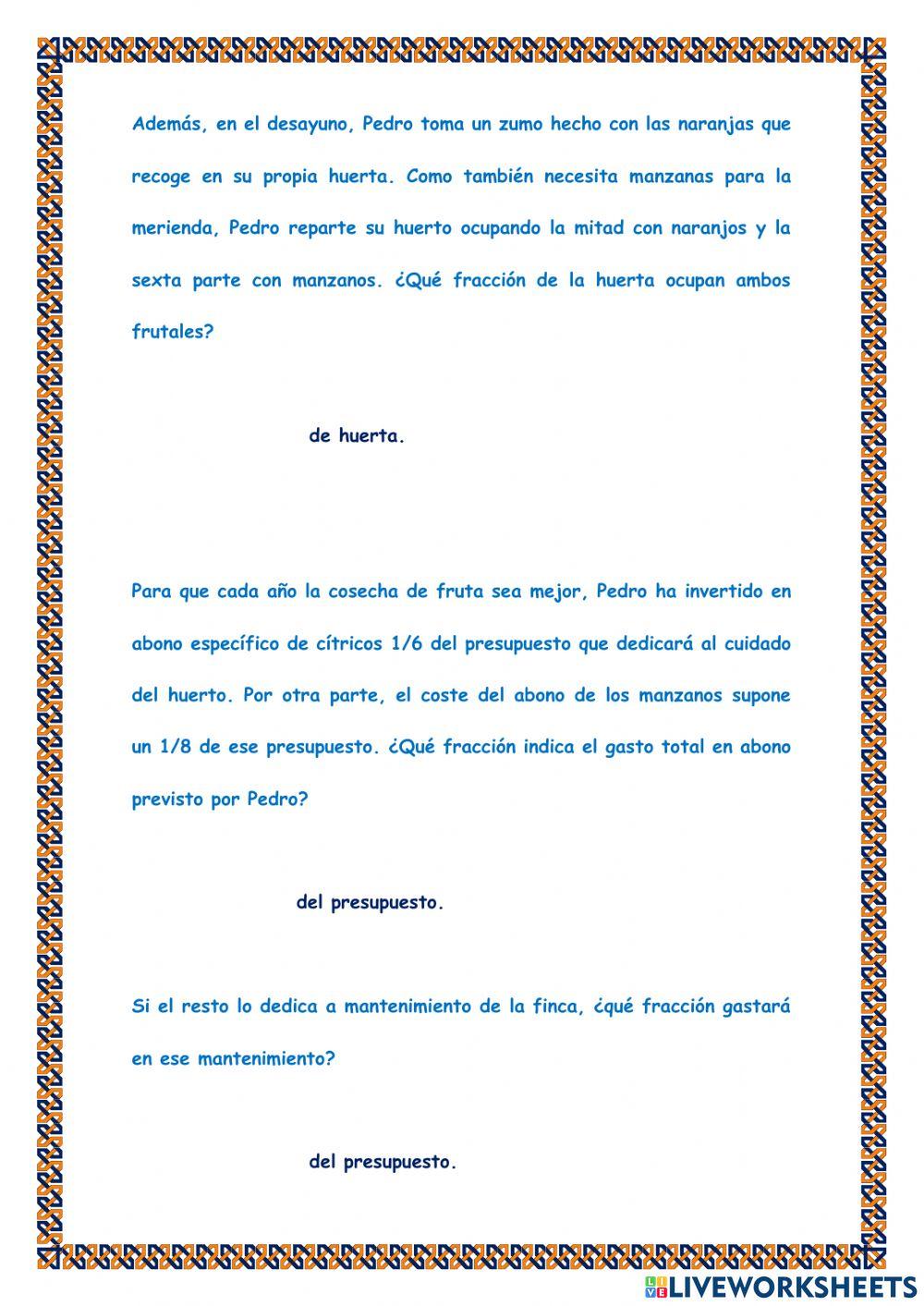 Problemas fracciones