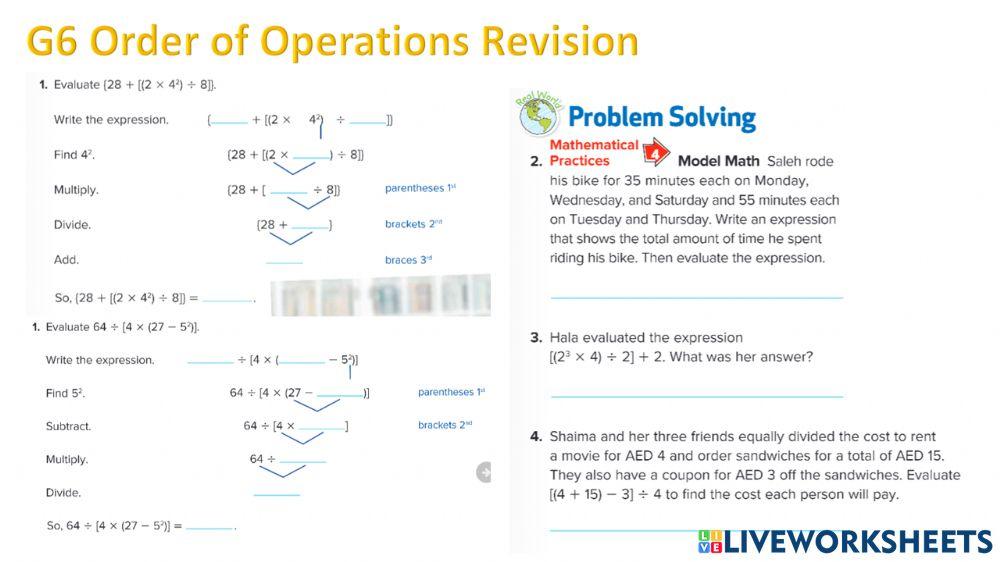 G5 Order of Operations Revision PART 1