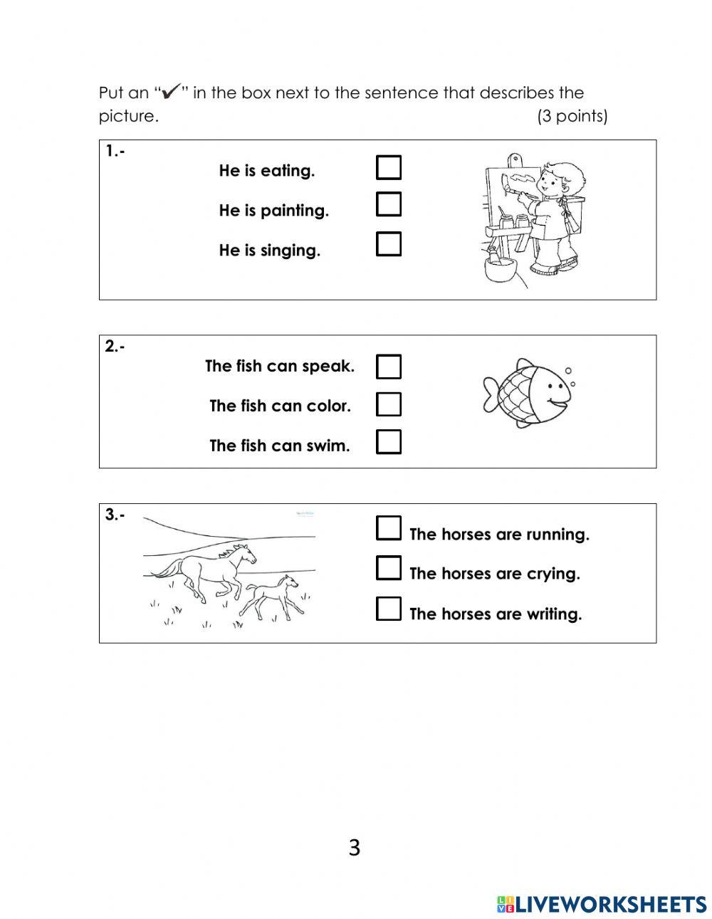 Diagnostic test first grade