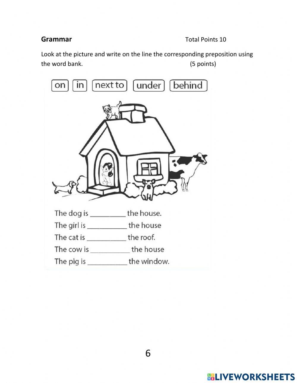 Diagnostic test first grade