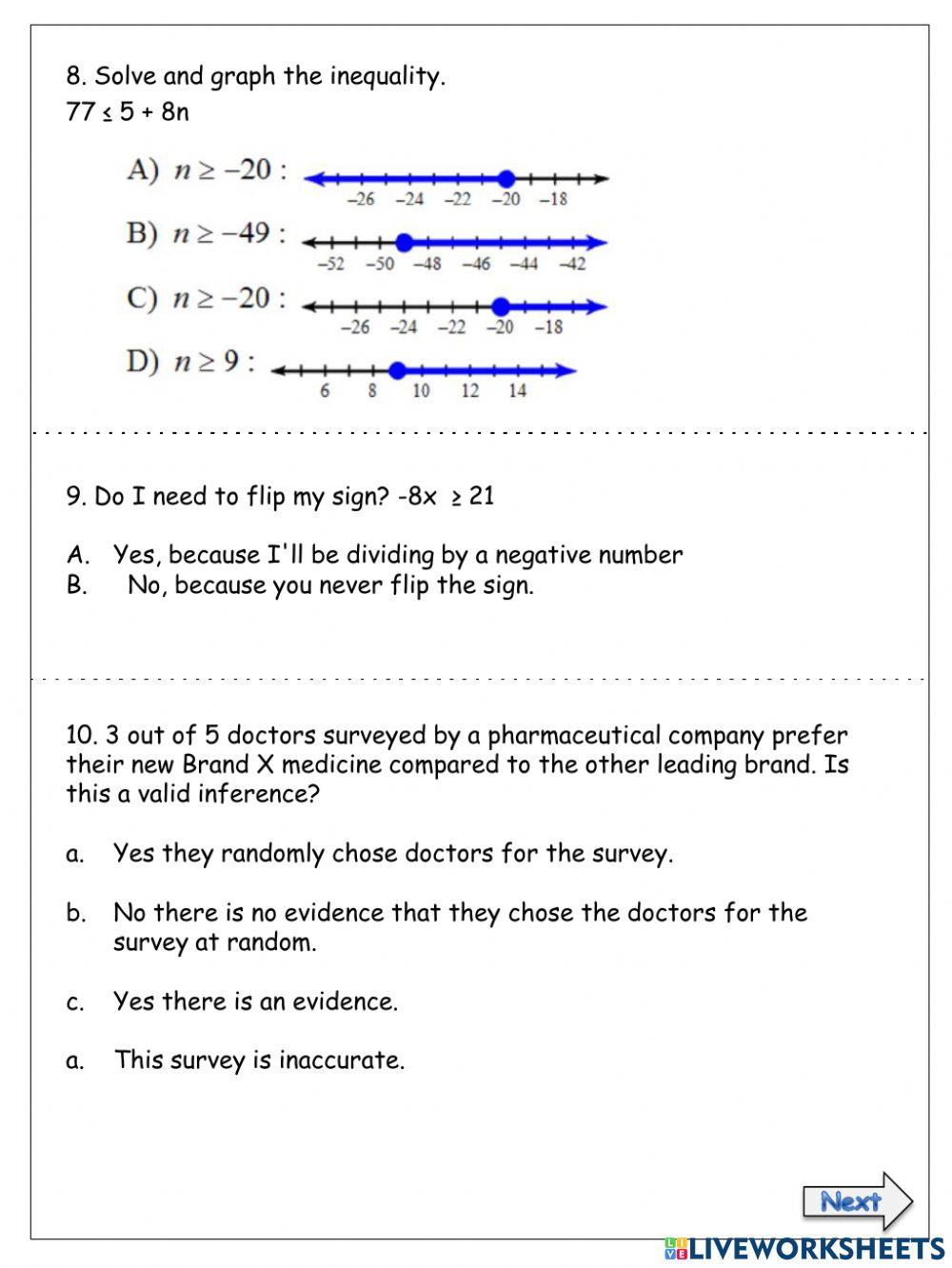 Revision worksheet