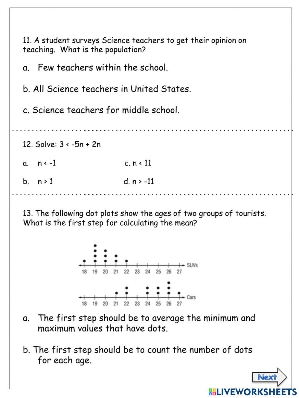 Revision worksheet