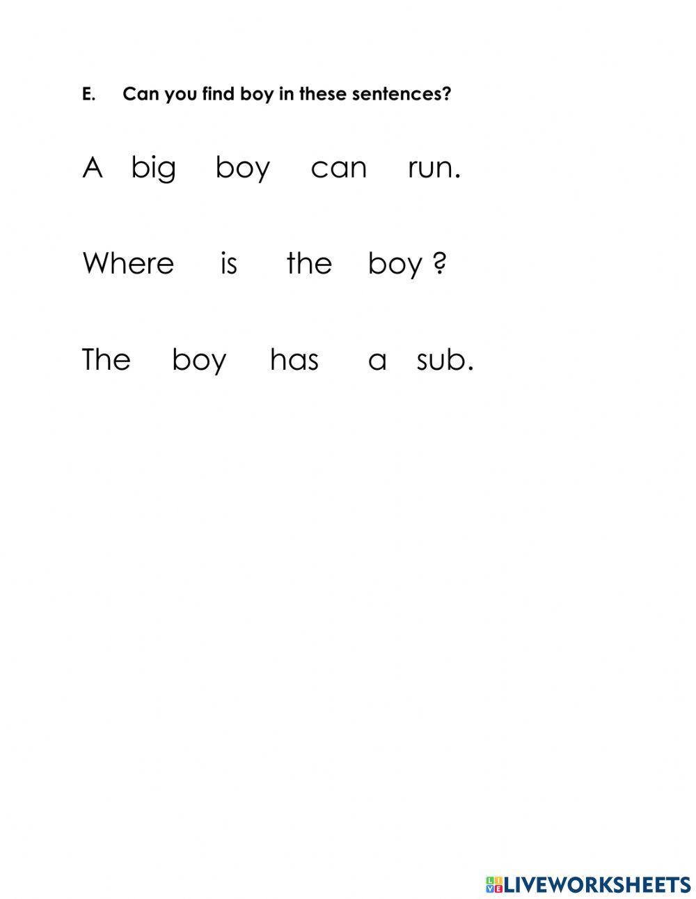 Sight word - boy