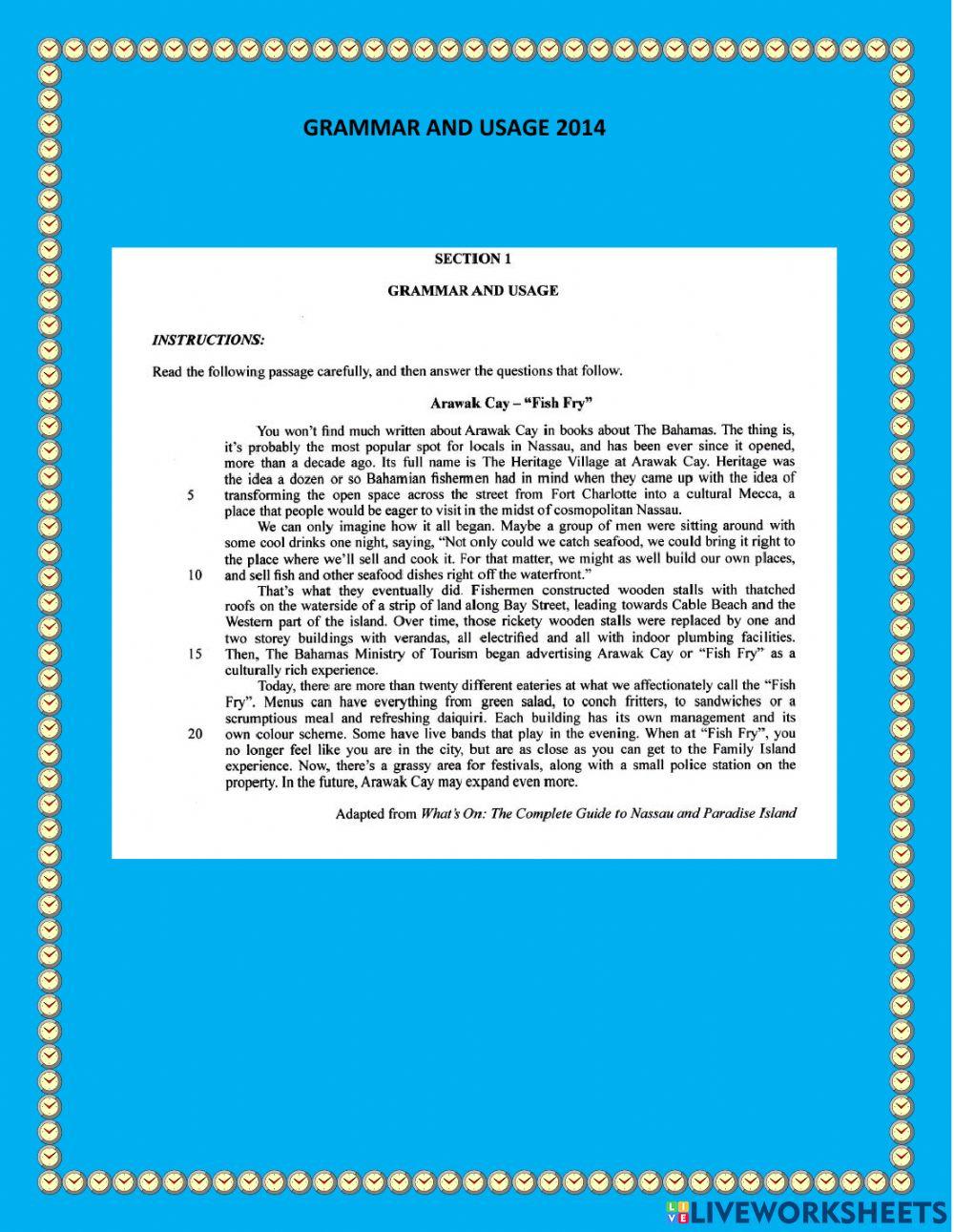 Grammar and usage 2014