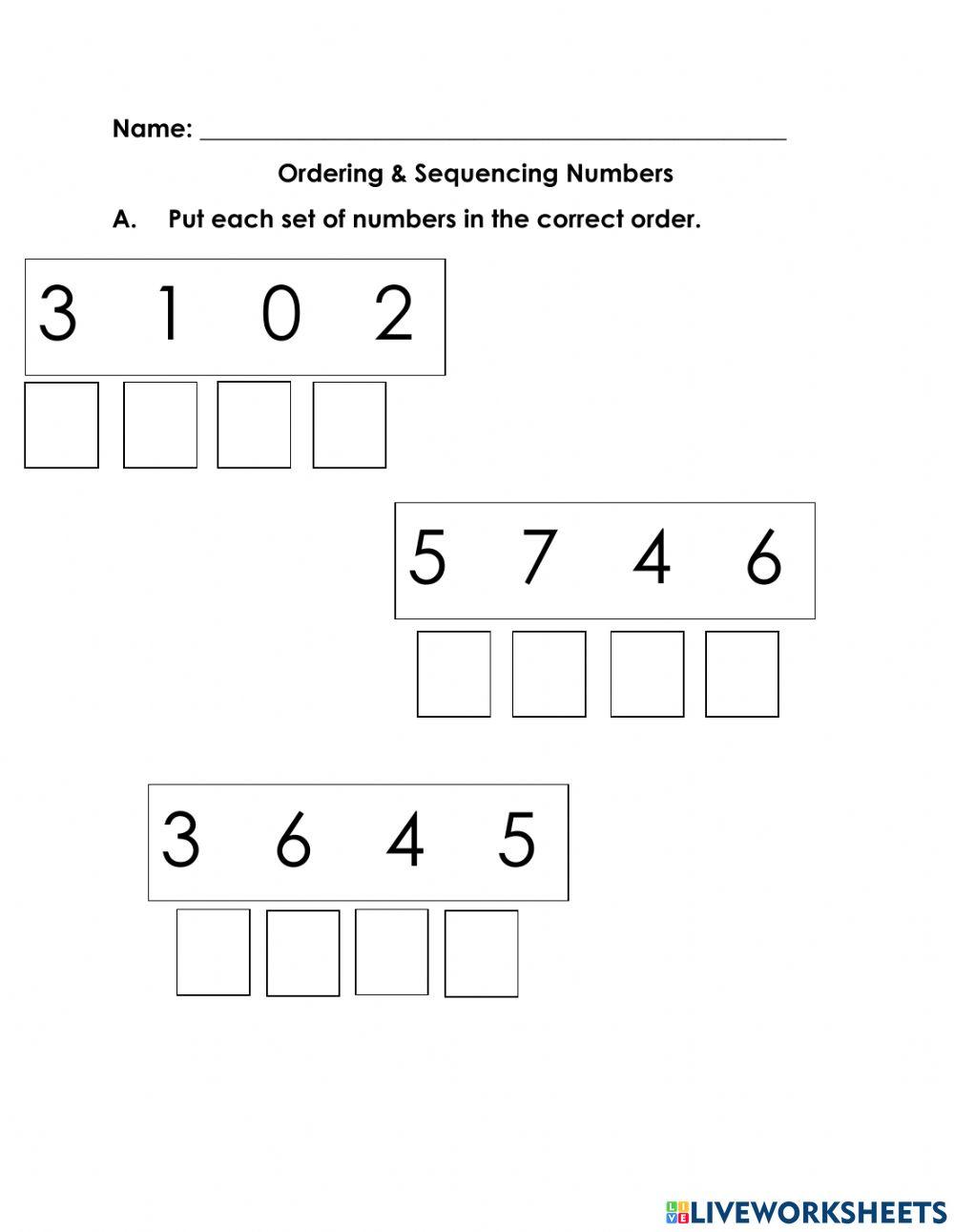 Ordering & Sequencing Numbers