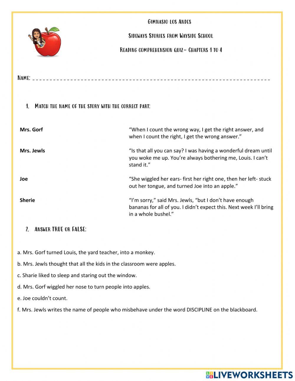 Sideways stories from Wayside school- Chapters 1 to 4