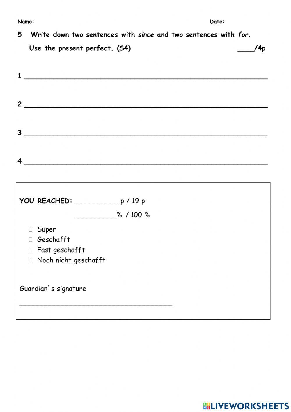 Test present perfect