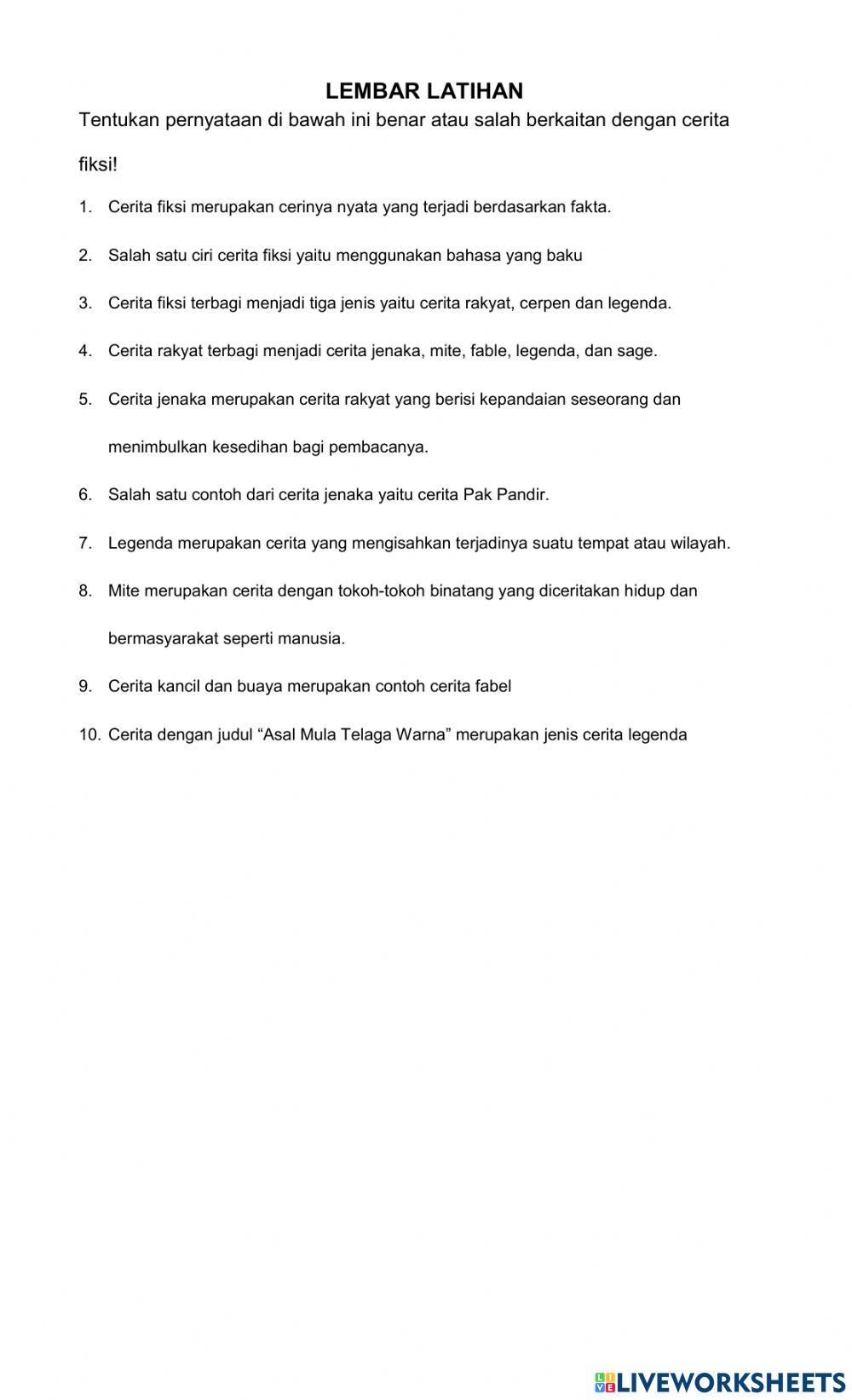 Latihan cerita fiksi