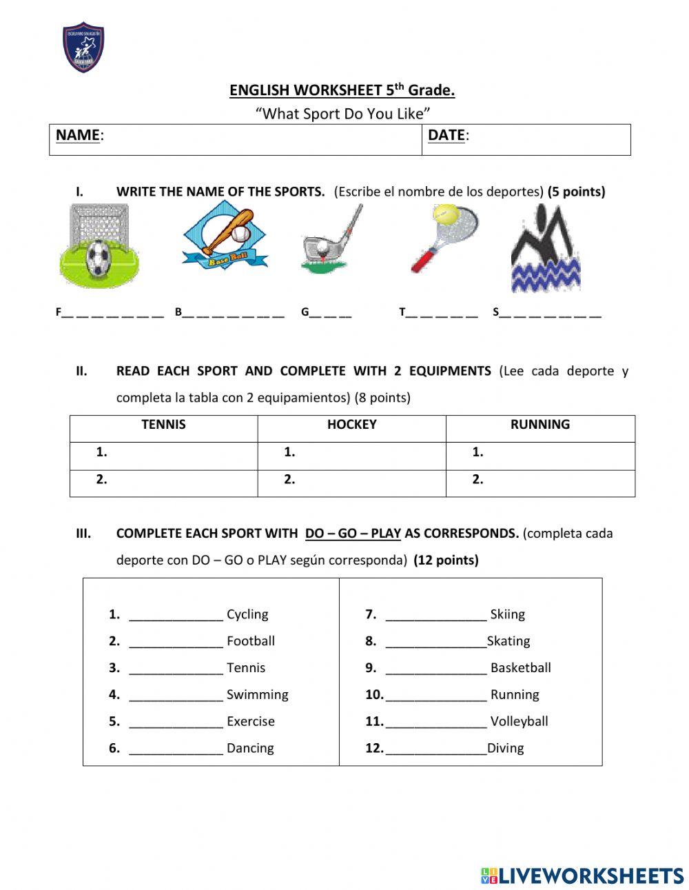 Worksheet 5th grade