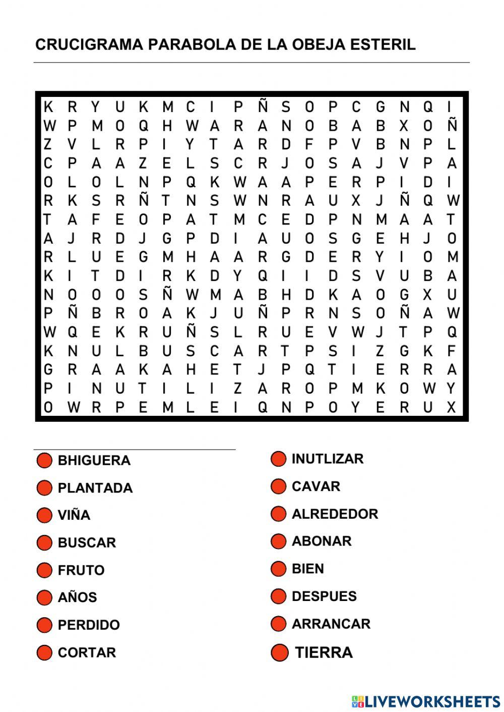 Crucigrama Parábola De La Higuera Estéril