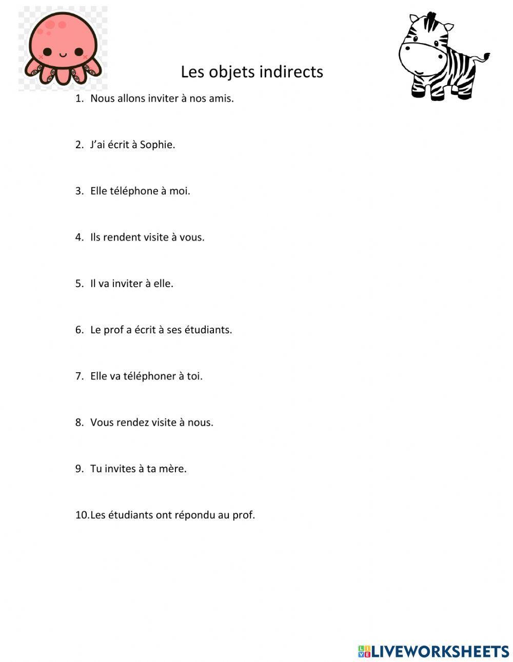 Les Objets Indirects