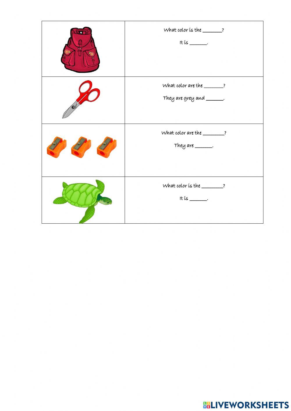 Colors, pets and objects