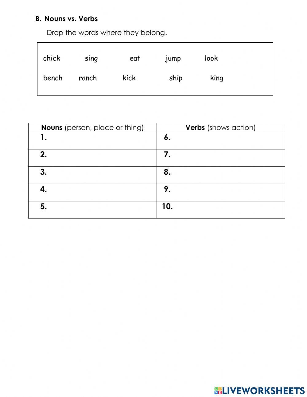 Verbs | LiveWorksheets | 868102
