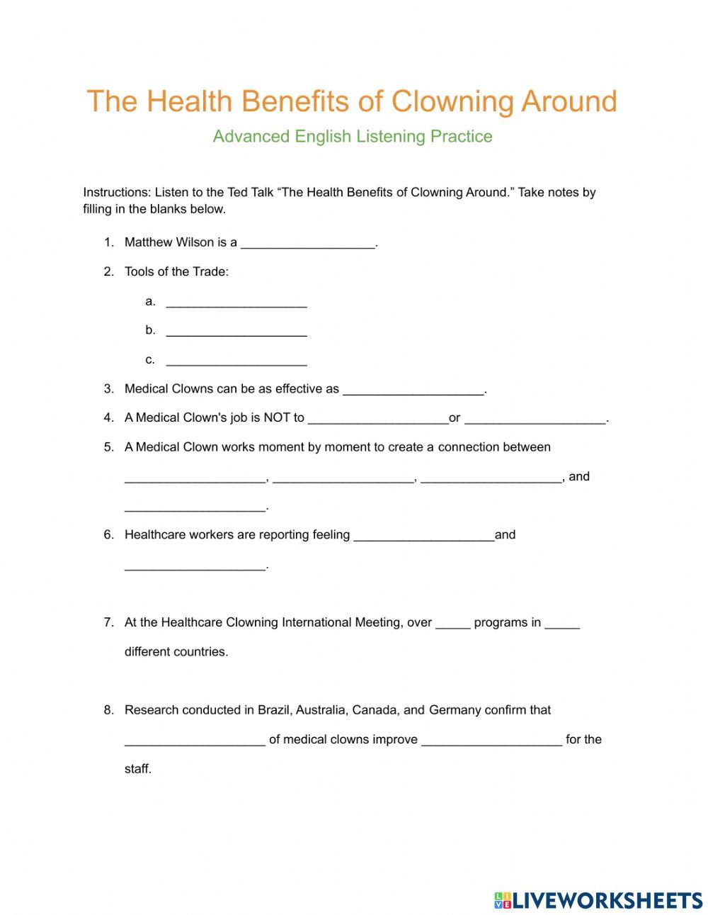 Advanced English Listening Practice Sheet 01