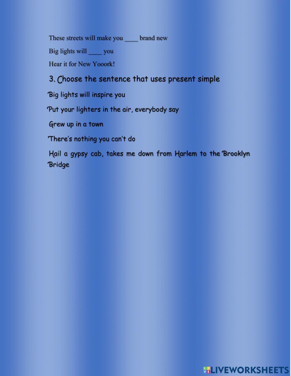 Empire State of Mind- Listening Exercise