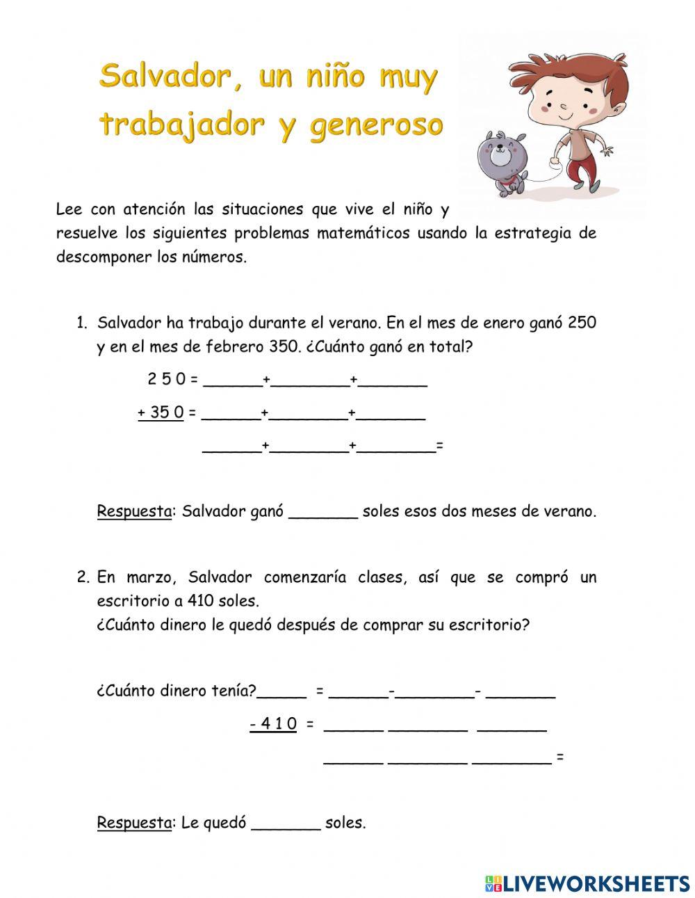 Descomposición de números con problemas