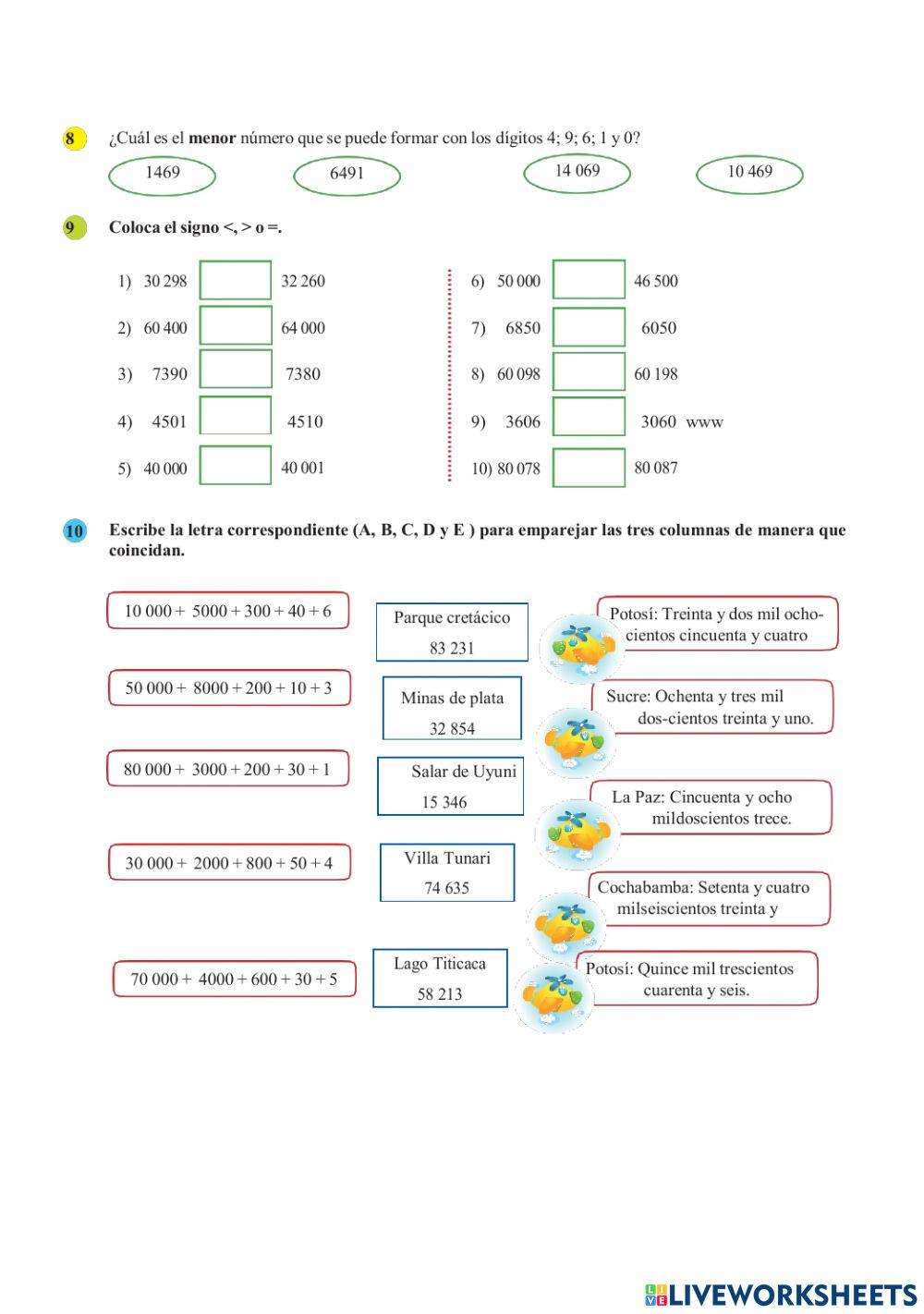 EXAMEN 1 DE ARITMÉTICA 3er GRADO