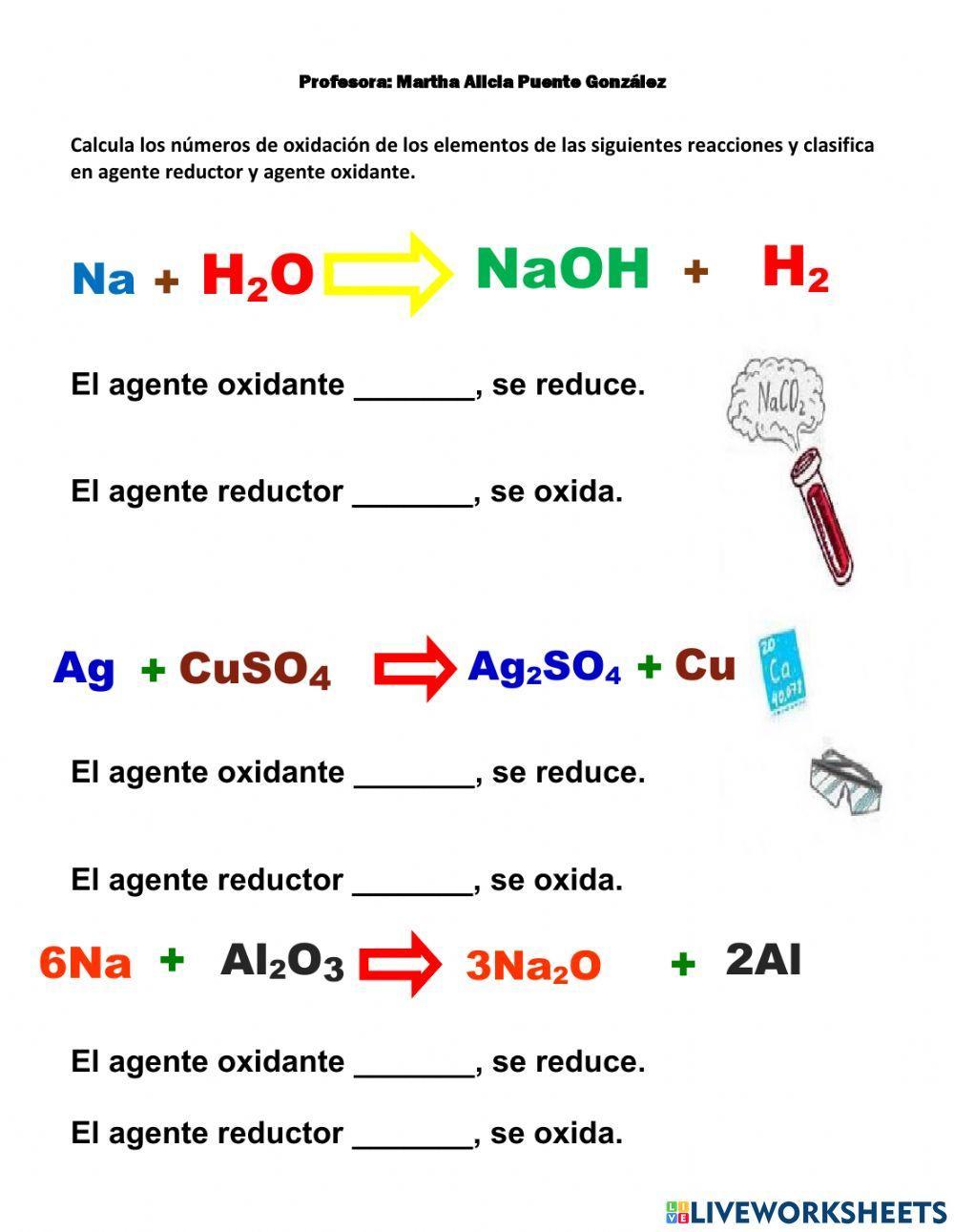 Calcula el número de oxidación