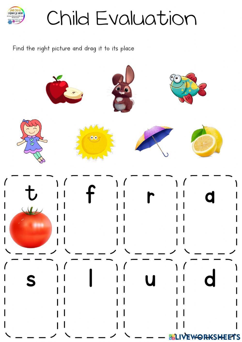 Child Evaluation ( Alphabets ) lowercase