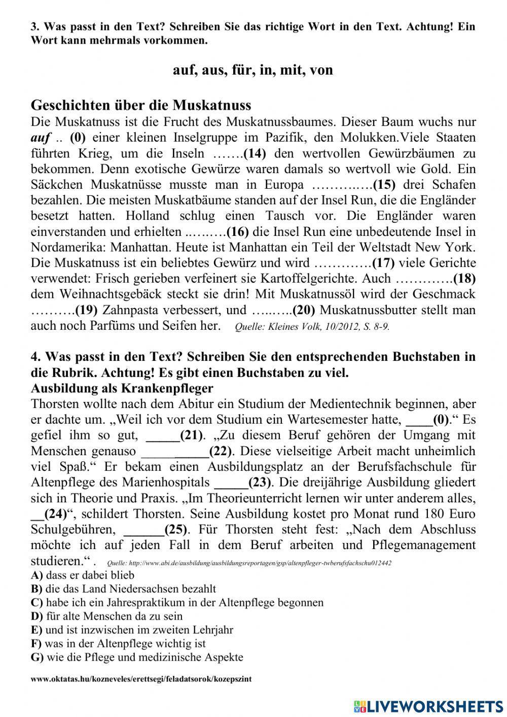 Középszint - Német érettségi - Nyelvhelyesség 2018.