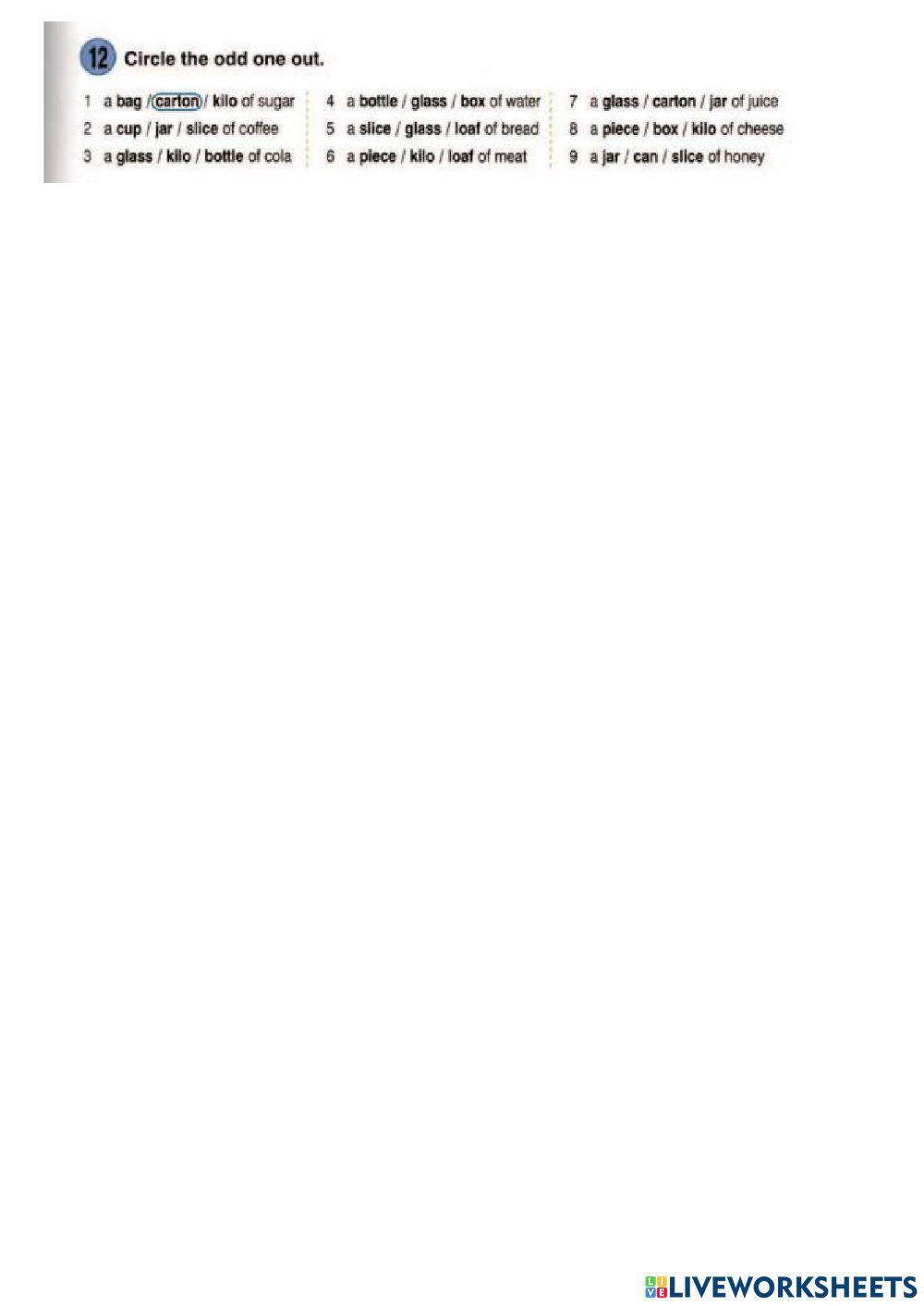 Containers and quantities