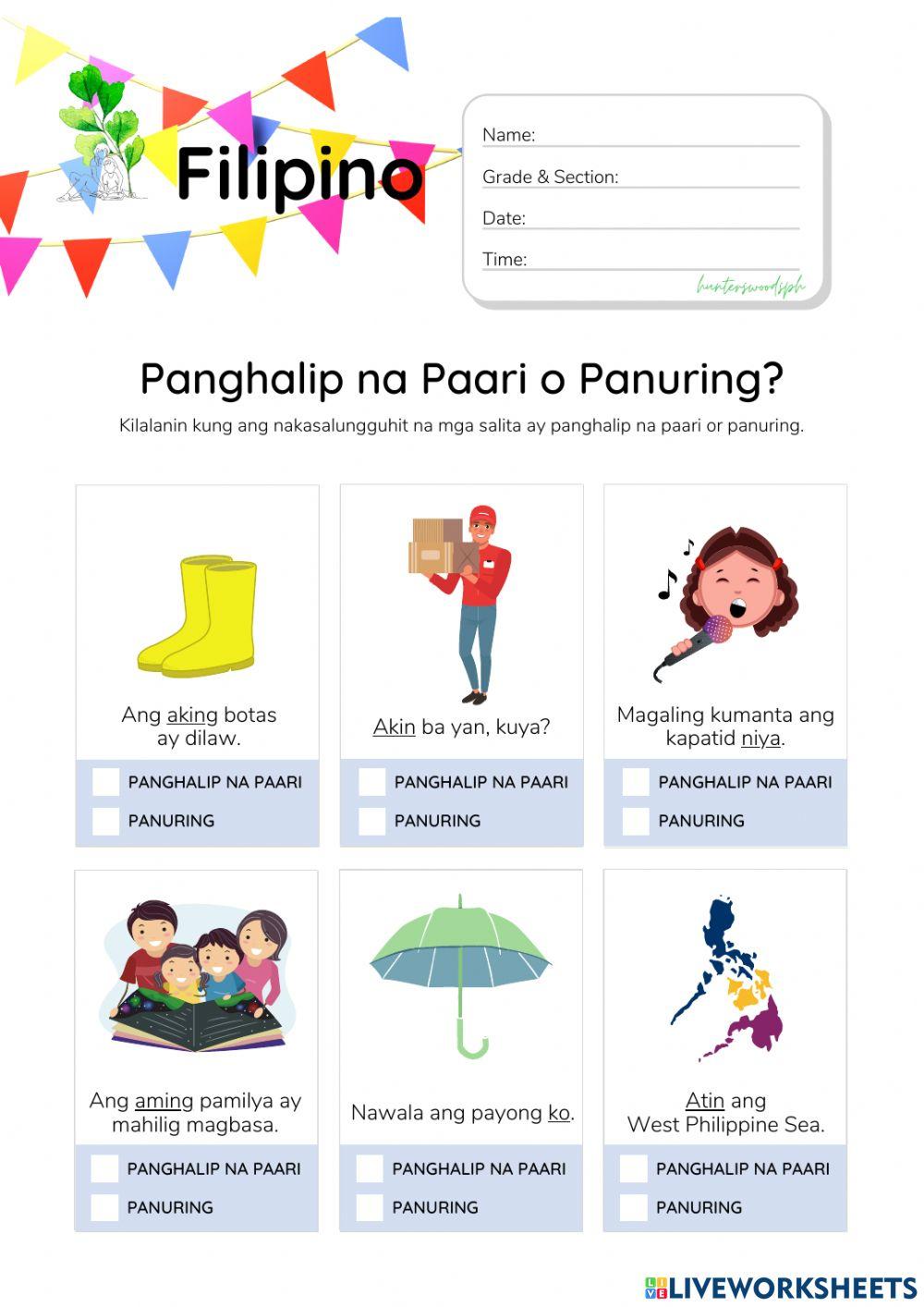 Panghalip na Paari Worksheet (HuntersWoodsPH Filipino)