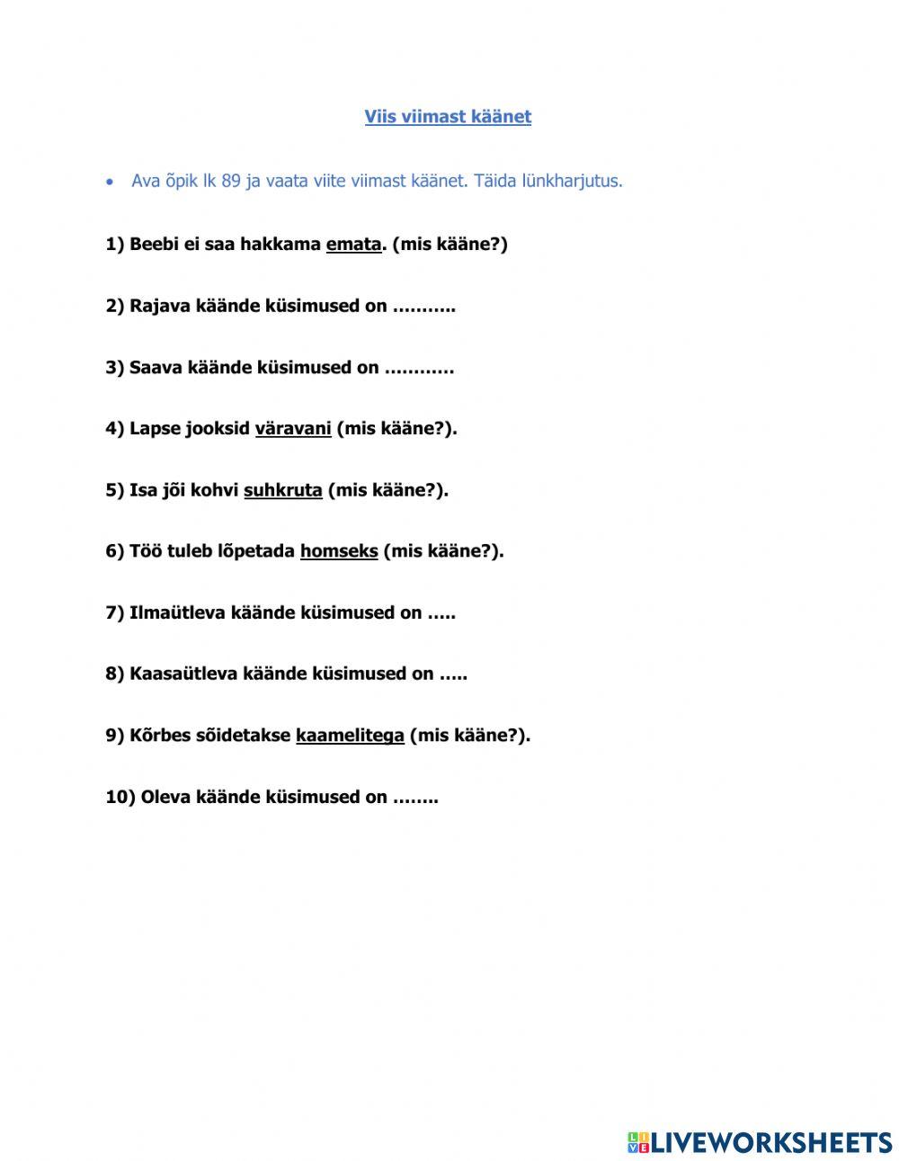 Viis viimast käänet