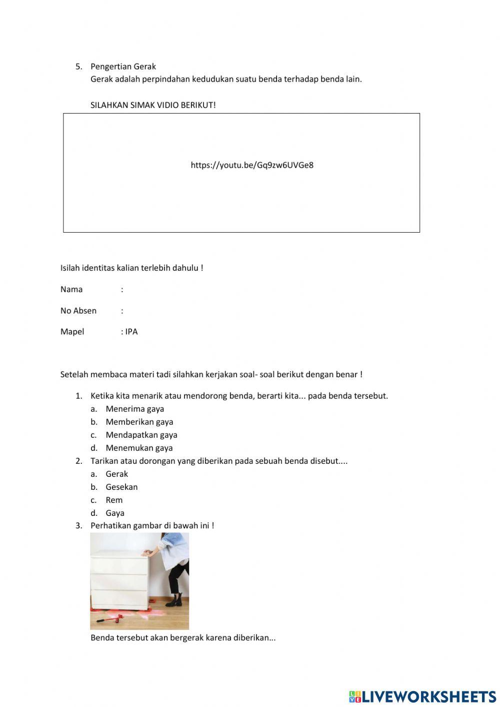 Lembar kerja peserta Didik mapel IPA