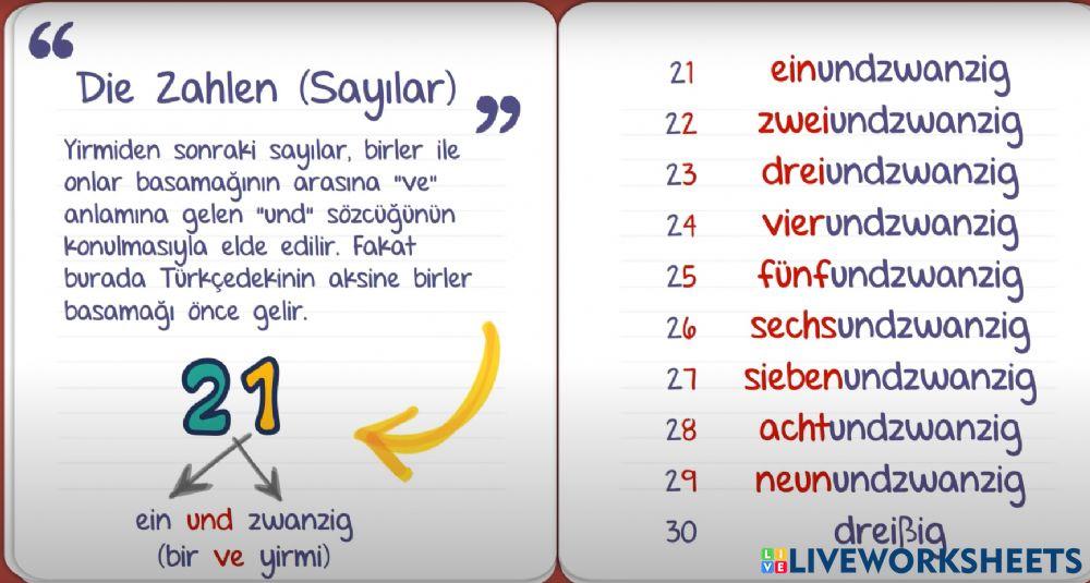 Die zahlen(sayılar)2