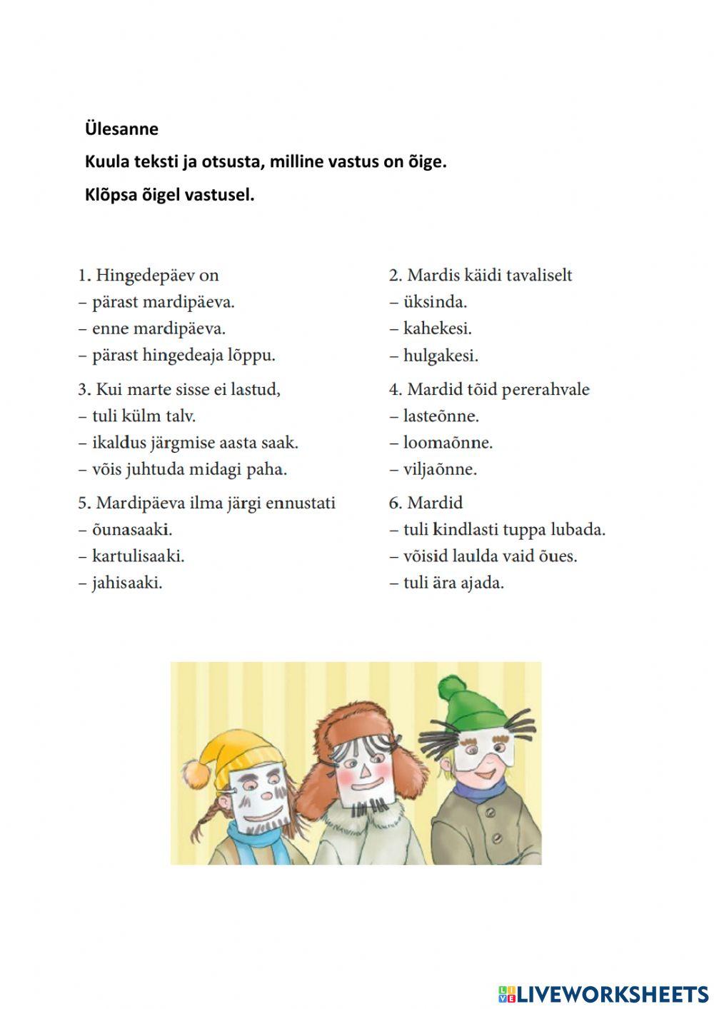 Kuulamisülesanne - Mardipäev