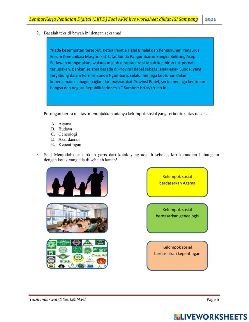 Latihan soal AKM Live Worksheet