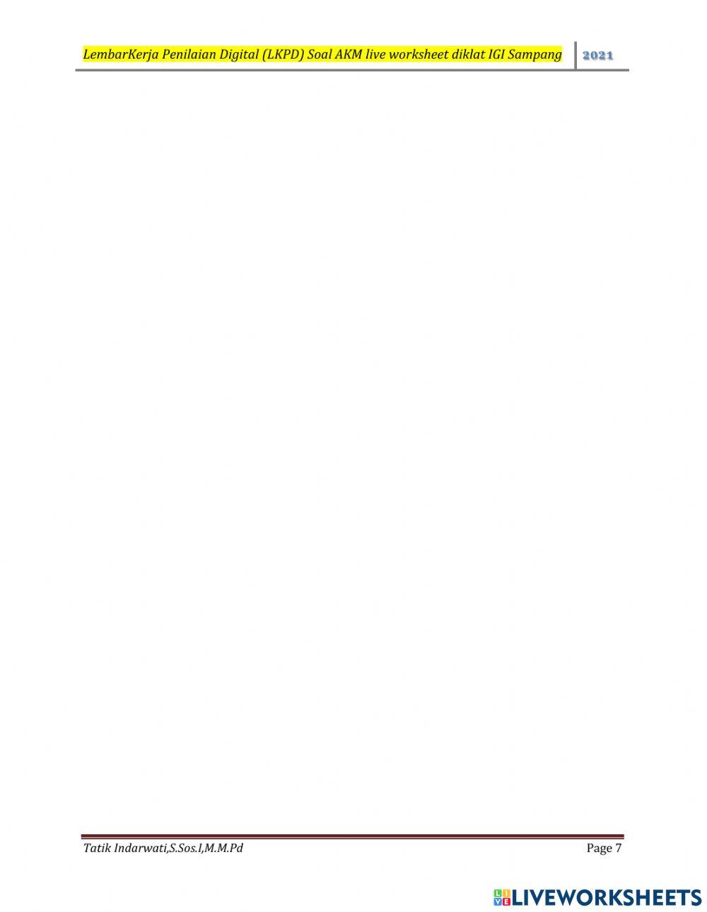 Latihan soal AKM Live Worksheet