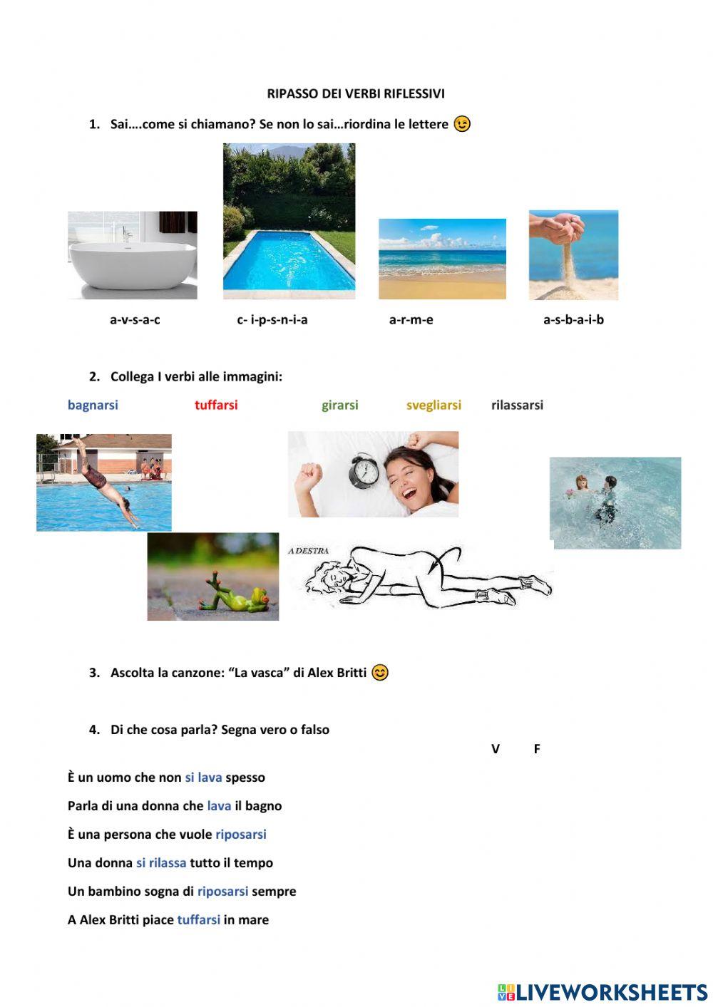 Ripasso dei verbi riflessivi