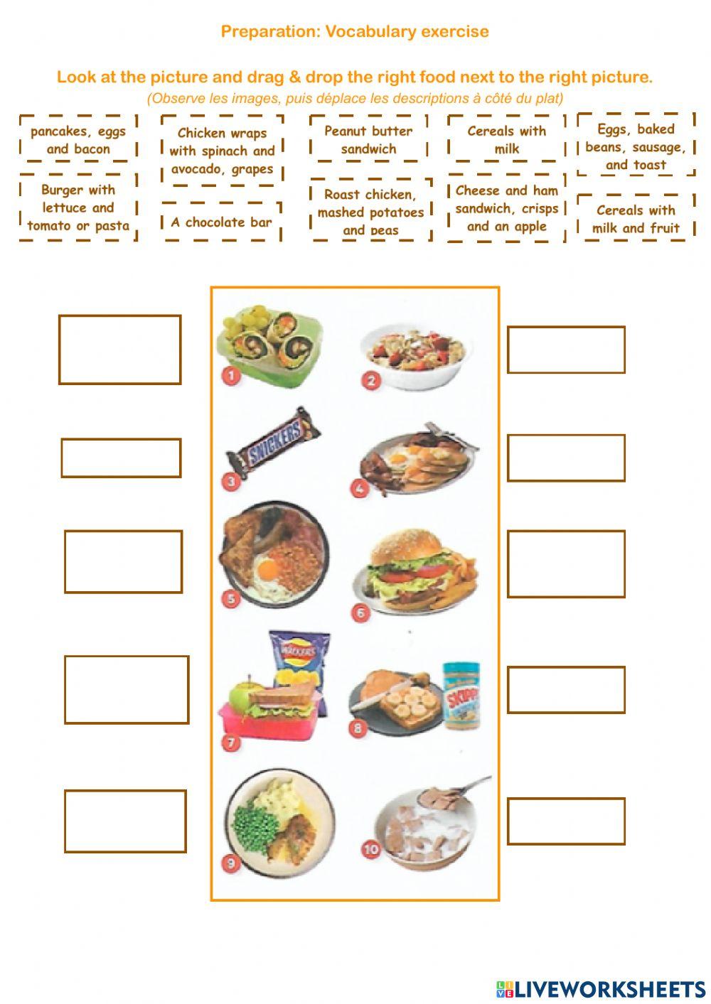 Food habits WS 2 and vocabulary