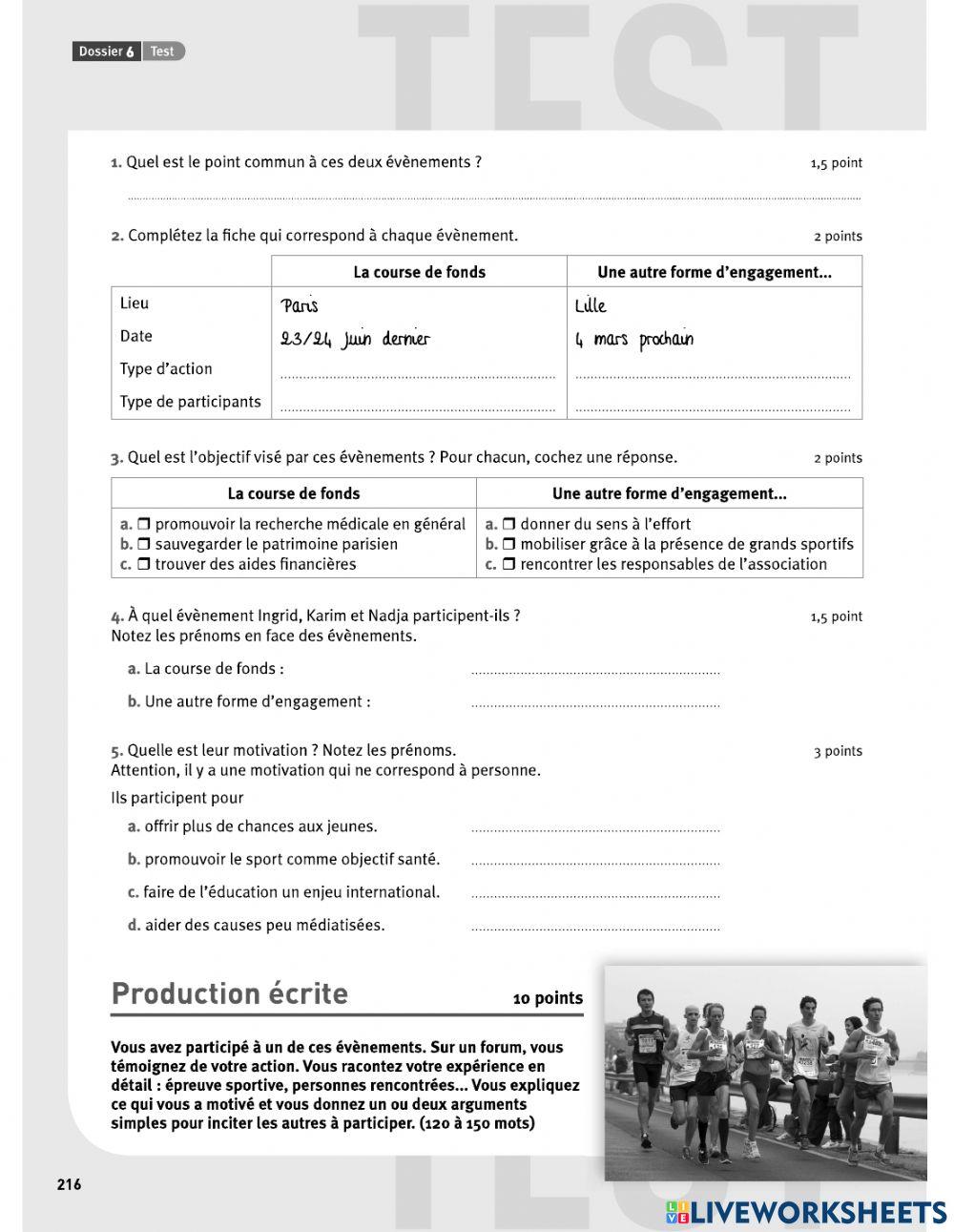 Compréhension écrite dossier 6