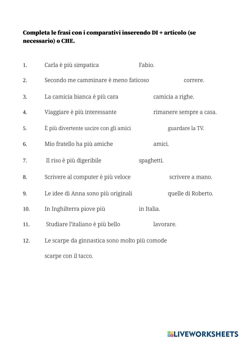 A2- comparativi con di e che