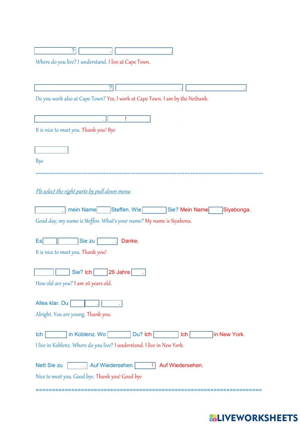 Greetings intruduction verbs