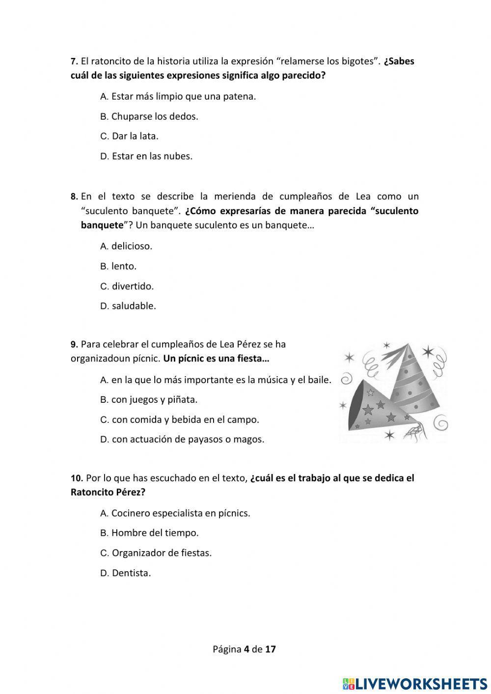 Comprensión oral. Prueba 2017