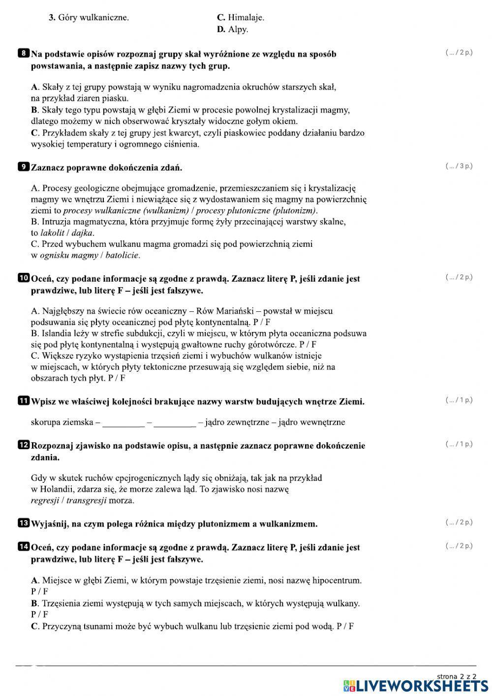 LITOSFERA - procesy wewnętrzne