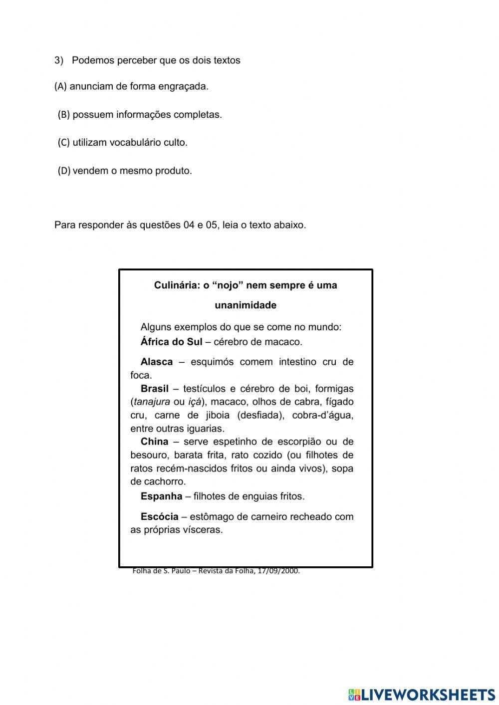 Língua Portuguesa - Textos