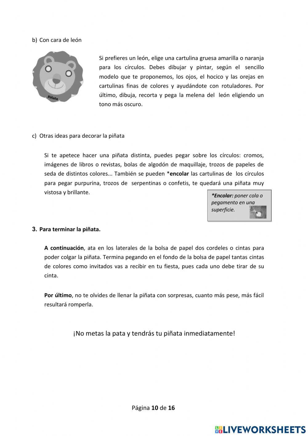 Comprensión escrita. Prueba 2017