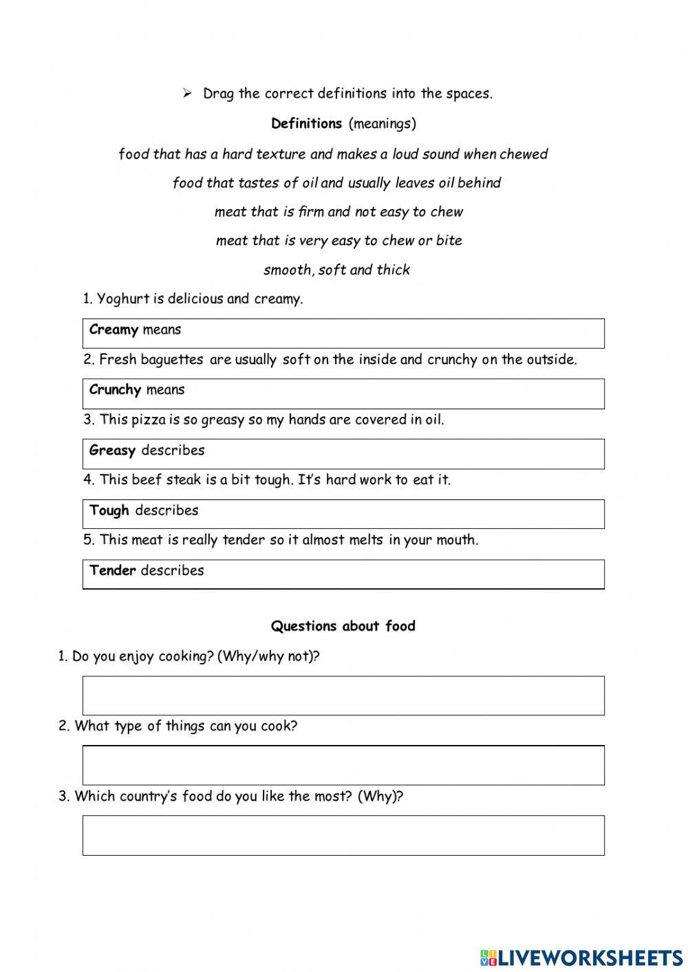 Food taste and texture