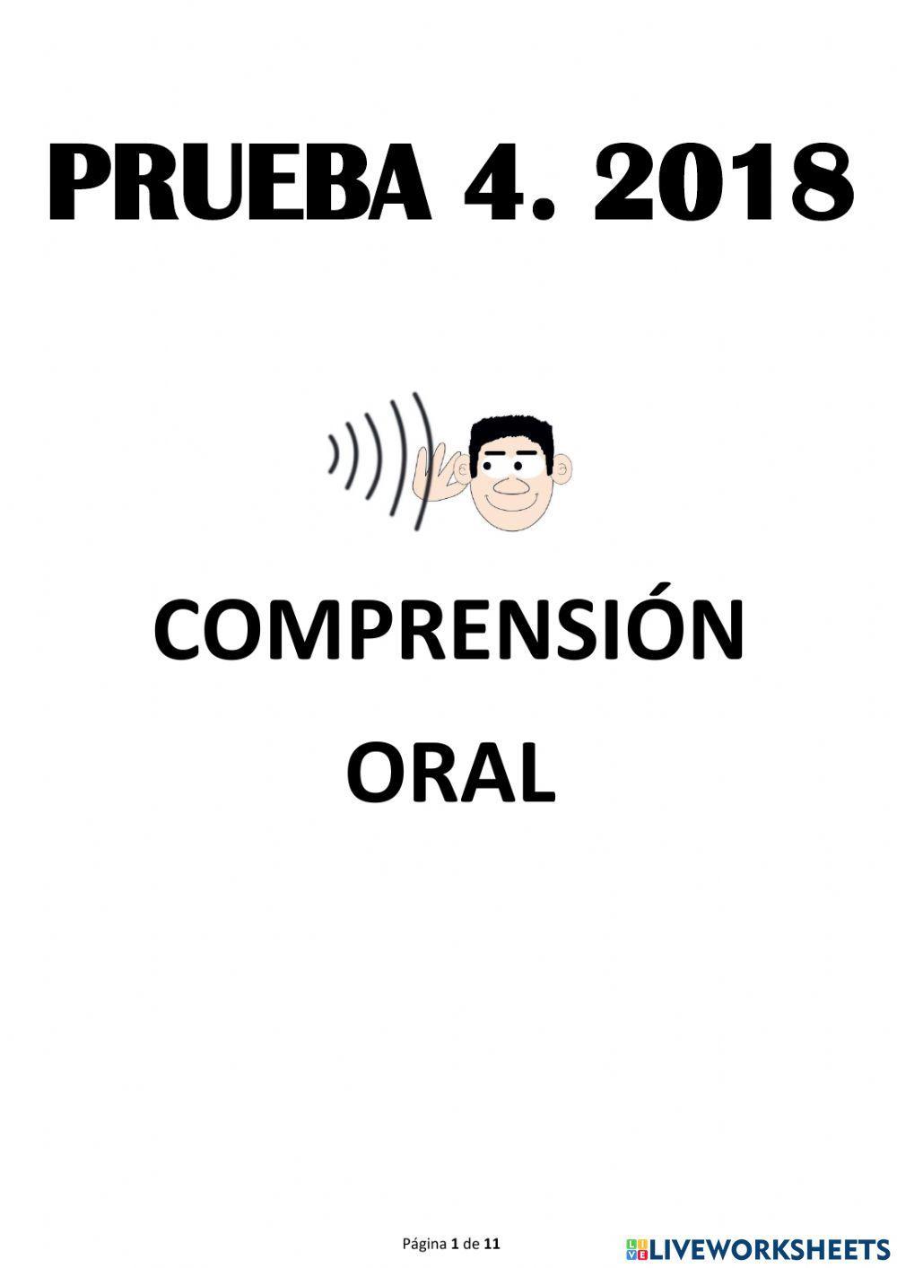 Comprensión oral. Prueba 2018